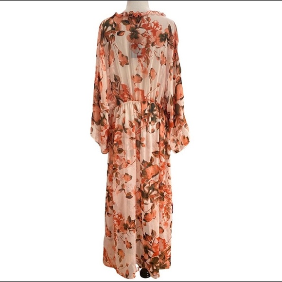 CURATIONS medium sheer floral print lined long maxi dress can be coverup as well - Picture 4 of 13